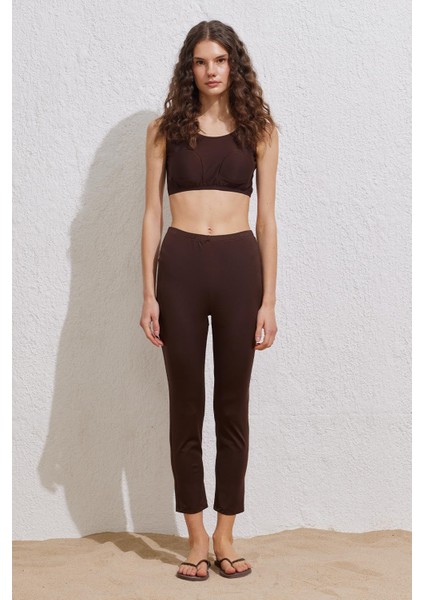 Tesettür Mayo Boru Paça Pantolon Kahve modelleri