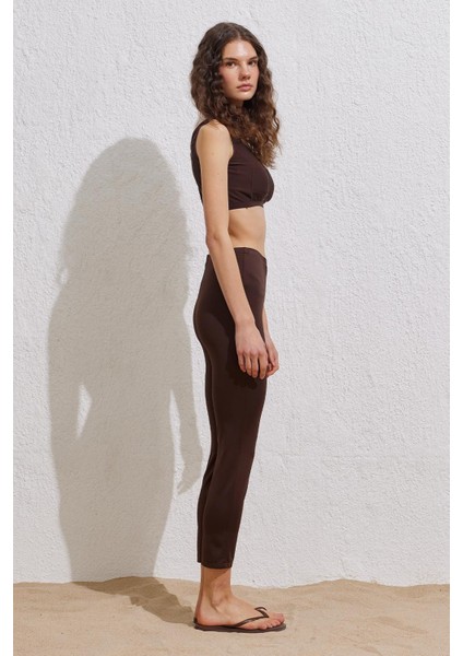 Tesettür Mayo Boru Paça Pantolon Kahve indirimleri