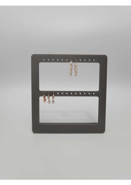 Gri Küpe Organizer Standı, Şık ve Kullanışlı Mücevher Saklama Çözümü.