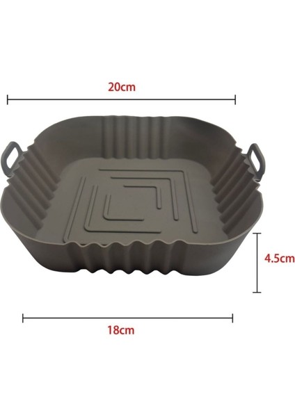 Isıya Dayanıklı Silikon Airfryer Gri Kare Pişirme Matı 20 cm ve 50 Adet Pişirme Kağıdı modelleri
