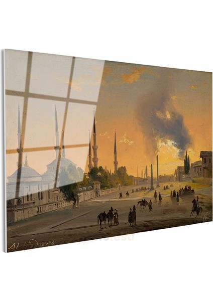 Sultanahmet - Gün Batımında Cami Silueti Cam Tablo modelleri