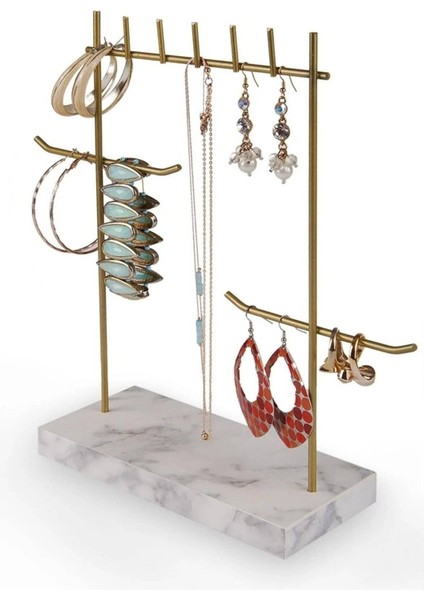 Gold ve Beyaz Şık Takı Standı, Zarif ve Detaylı Tasarım fiyatları