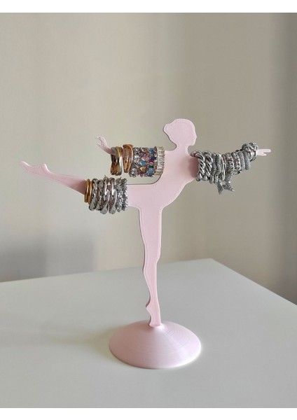 Toz Pembe Dekoratif Balerin Tasarımlı Takı Düzenleyici, Askılık, Sert Plastik