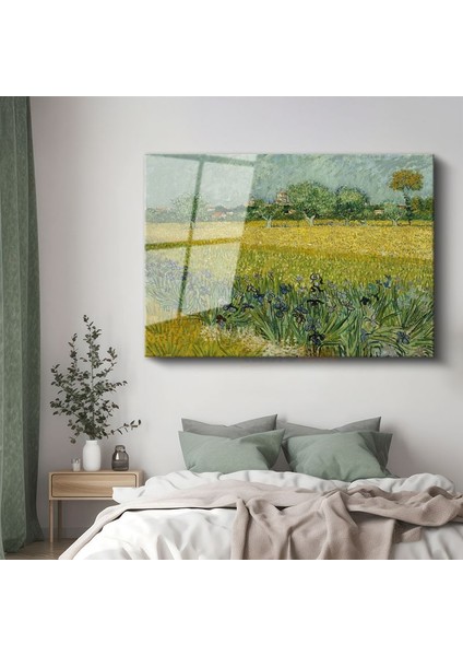 Vincent Van Gogh - Arles Yakınlarında Süsenli Tarla Cam Tablo