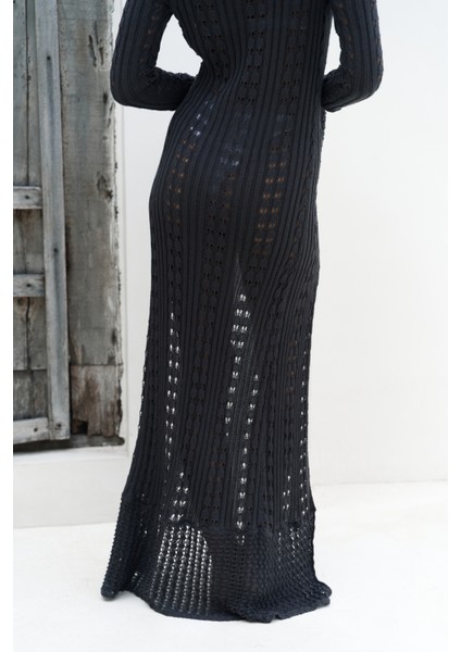 Fiorella Düğmeli Füme Uzun Hırka