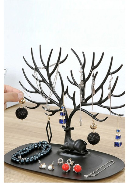 Siyah Geyik Tasarımlı Takı Düzenleyici, Bileklik ve Kolye Asma Alanı indirimleri