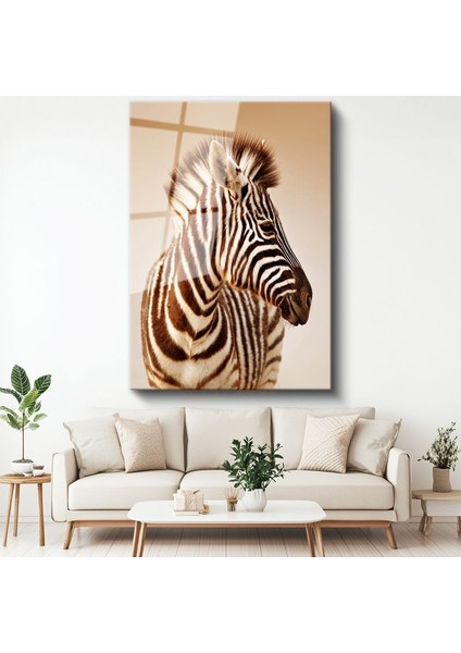 Zebra Portresi - Çizgili Zarafet Cam Tablo