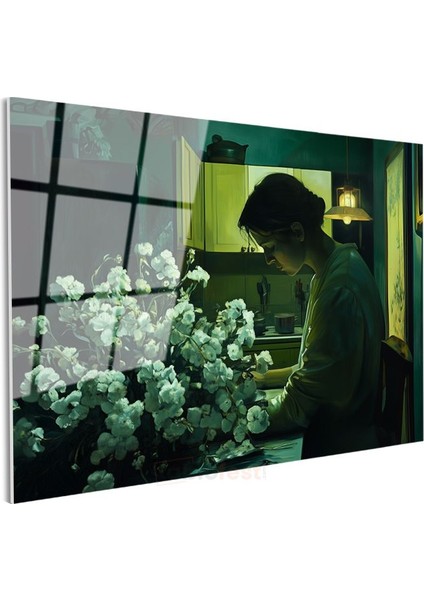 Olga Suvorova - Çiçeklerle Kadın Cam Tablo modelleri