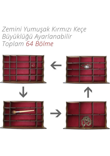 Geniş Takı ve Kozmetik Organizer, Ceviz Renk, Şık ve Düzenli Saklama Çözümü fırsatları