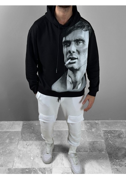 Üç Iplik Siyah Thomas Hoodie