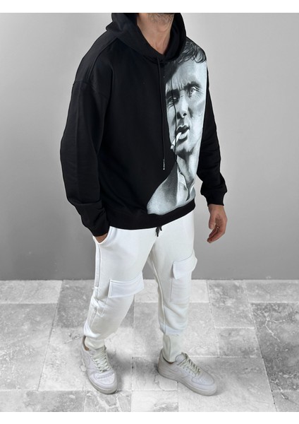 Üç Iplik Siyah Thomas Hoodie