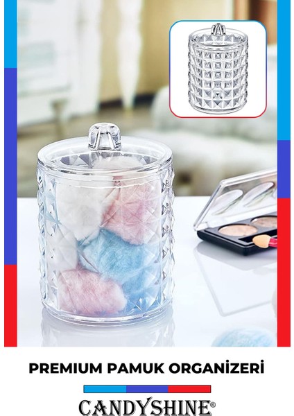 Şık Beyaz Silindir Pamuk Organizer, Modern ve Lüks Kozmetik Düzenleyici