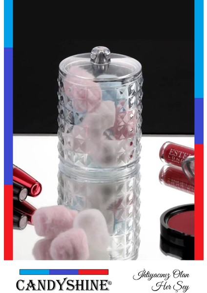 Şık Beyaz Silindir Pamuk Organizer, Modern ve Lüks Kozmetik Düzenleyici fırsatları