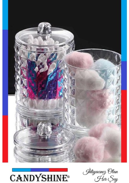 Şık Beyaz Silindir Pamuk Organizer, Modern ve Lüks Kozmetik Düzenleyici