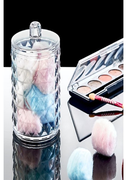 Şık Beyaz Silindir Pamuk Organizer, Modern ve Lüks Kozmetik Düzenleyici