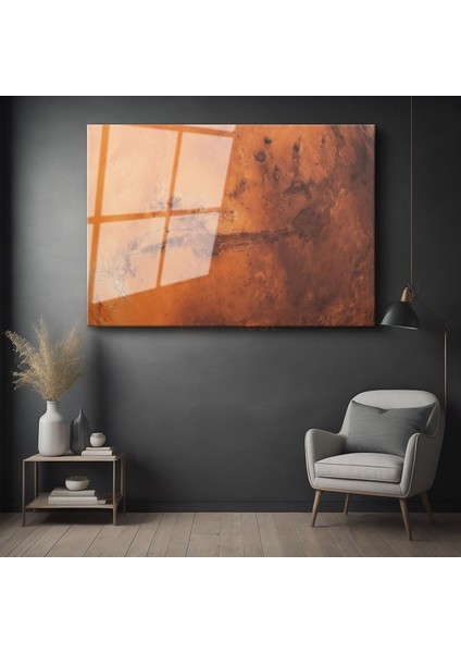 Mars Manzarası - Kızıl Gezegenin Yüzey Oluşumları Cam Tablo