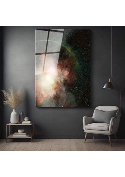 Kozmik Nebula - Renkli Uzay Bulutu Cam Tablo