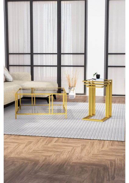 Uranüs Gold Orta Sehpa Füme Cam & Ibiza Gold Zigon Sehpa Füme Cam modelleri