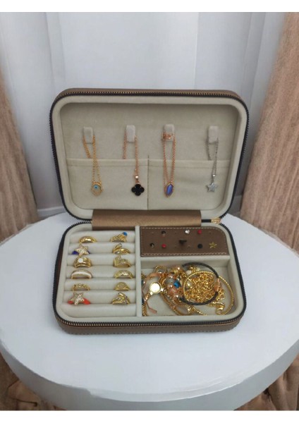 14X21 cm Derili Ahşap Takı Saklama Kutusu, Seyahat ve Düzenleme Için Ideal