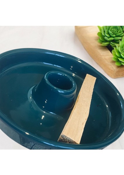 Elite Seramik Palo Santo Tütsülük Petrol Mavisi 14X14CM 1 Adet