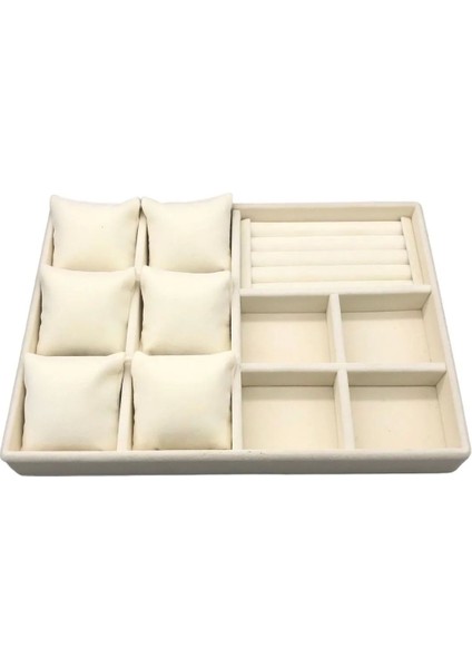 Yerli Üretim Oslo Model Süet Kaplama Krem Renk Yastıklı Takı Düzenleyici fiyatları