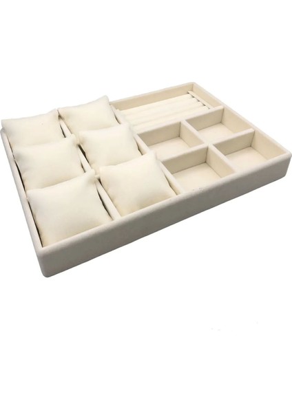 Yerli Üretim Oslo Model Süet Kaplama Krem Renk Yastıklı Takı Düzenleyici modelleri