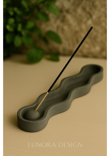Elite El Yapımı Gri Dalga Formlu Tütsülük – Minimal Tasarım | Lunora Design 1 Adet