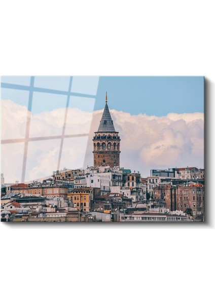 Galata Kulesi - Istanbul Siluetinde Tarihi Yapı Cam Tablo fiyatları