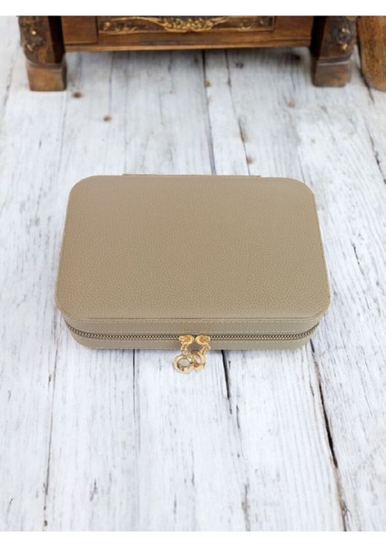 14X21 Ahşap Takı Saklama Kutusu, Seyahat Çantası, Büyük Boy, Vizon modelleri