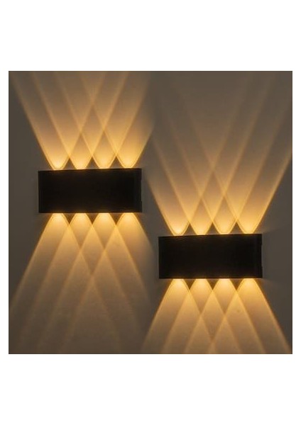 2 Adet 15 Watt, Amber Işık Ledli Çok Kaliteli Iç ve Dış Mekan Aydınlatma Armatürü Bahçe Duvar Apliği indirimleri