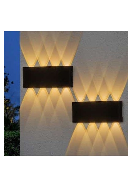 2 Adet 15 Watt, Amber Işık Ledli Çok Kaliteli Iç ve Dış Mekan Aydınlatma Armatürü Bahçe Duvar Apliği