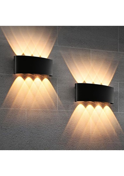 2 Adet 15 Watt, Amber Işık Ledli Çok Kaliteli Iç ve Dış Mekan Aydınlatma Armatürü Bahçe Duvar Apliği