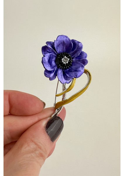 Akrilik Iki Renkli Zarif Çiçek Broş (6cm)