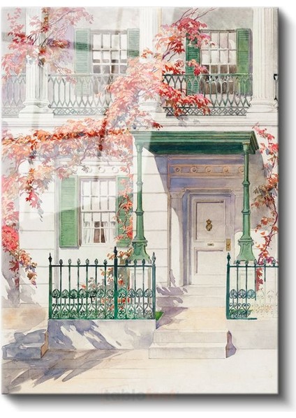 Childe Hassam - Sonbahar Evi Cam Tablo