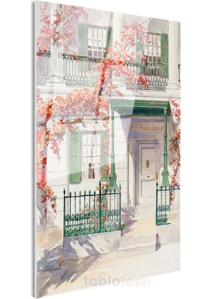 Childe Hassam - Sonbahar Evi Cam Tablo