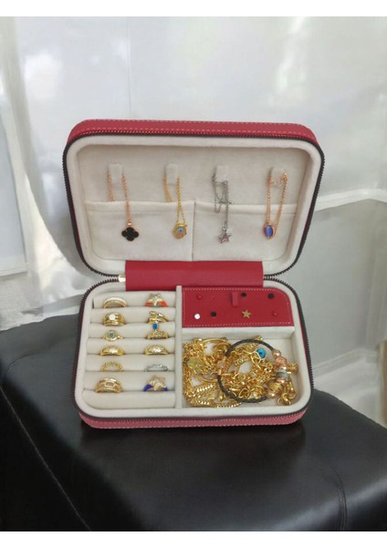 14×21 cm Şık Deri Ahşap Takı Saklama Kutusu, Seyahat Için Ideal Düzenleyici