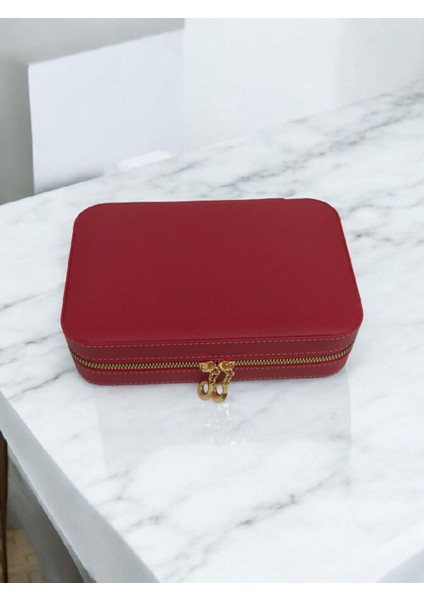 14×21 cm Şık Deri Ahşap Takı Saklama Kutusu, Seyahat Için Ideal Düzenleyici