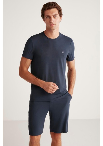 Erkek Kısa Kol Lacivert Şortlu Pijama Takım C0T1N4OTF fiyatları