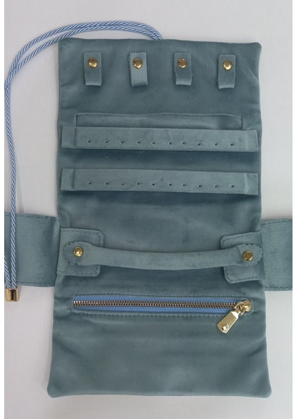 Katlanabilir Rulo Takı Çantası, Seyahat ve Günlük Kullanım İçin Mavi indirimleri