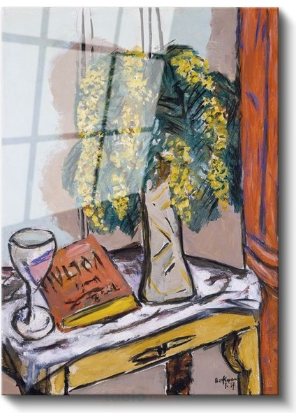 Henri Matisse - Mimoza Vazosu Cam Tablo