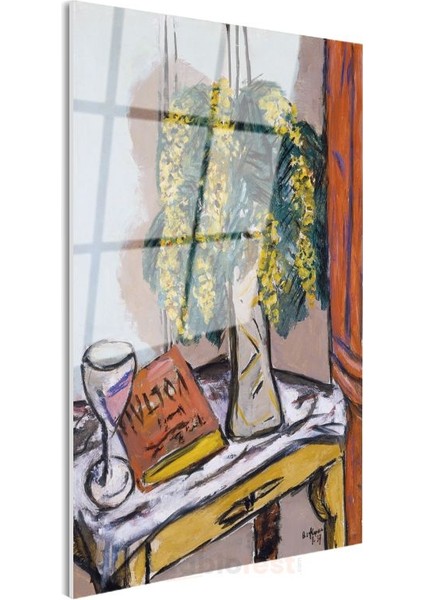 Henri Matisse - Mimoza Vazosu Cam Tablo