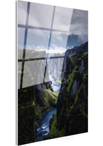 Yeşil Kanyon - Derin Vadide Akan Nehir Cam Tablo modelleri
