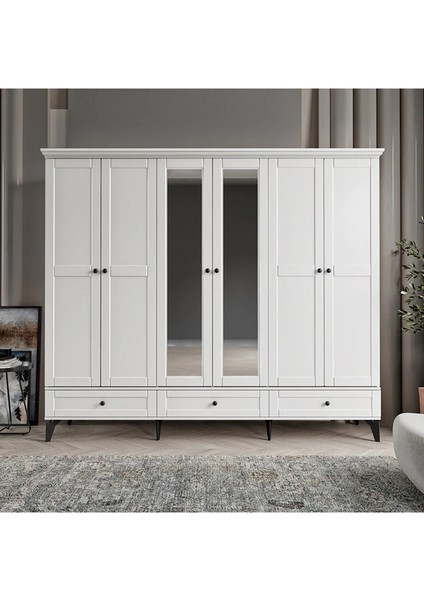 Dali 6 Kapaklı Beyaz Gardırop Tamamı Mdf fiyatları