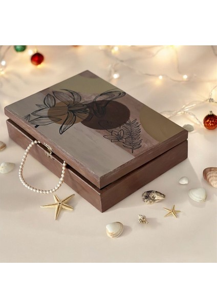 Modern Çiçek Desenli Ahşap Takı Kutusu, Şık ve Zarif Tasarım