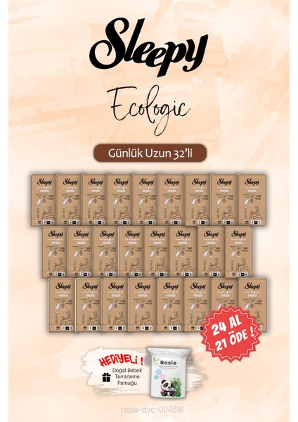 24 Al 21 Öde Ecologic Uzun 32 'li Günlük Ped, Rosie Hediye