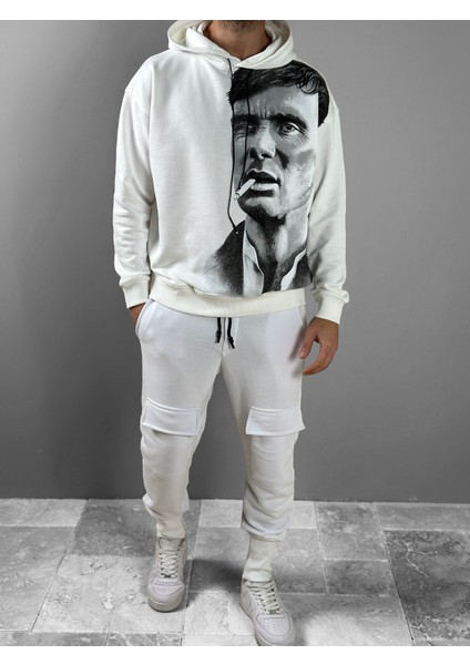 Üç Iplik Beyaz Thomas Hoodie