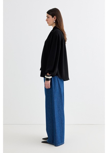 Melsa Büzgülü Fularlı Gömlek Siyah indirimleri