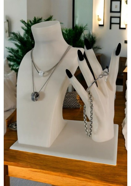 Şekilli Takı Düzenleyici, Beyaz, Kolye, Bileklik, Yüzük Saklama Standı