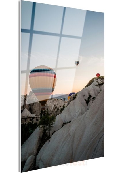 Sıcak Hava Balonları - Kapadokya Vadisi Manzarası Cam Tablo modelleri