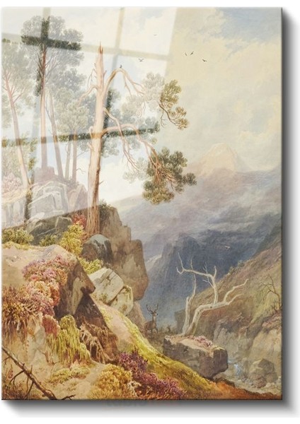 J.m.w. Turner - Dağ Vadisi Manzarası Cam Tablo